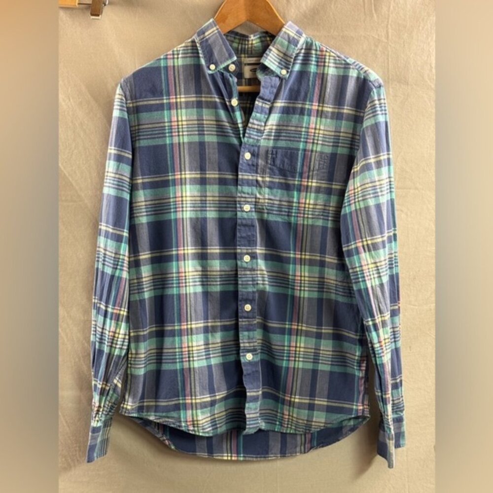Mens Old Navy Plaid Slim Fit Long Sleeve Shirt